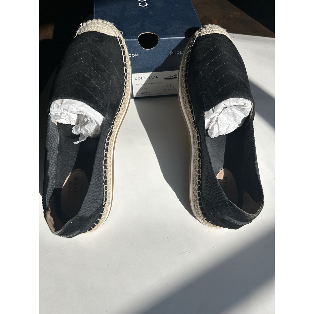 Cole Haan Black Cloudfeel Espadrille Loafer Suede Shoe Women Size 10B EUC In Box - Picture 6 of 11